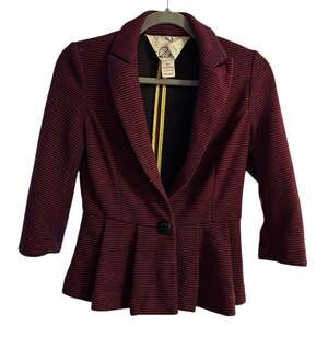 Tabitha Anthropologie Chandelier Knit Peplum Blazer Red Blue Stripe